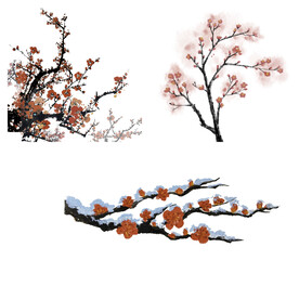 水墨红梅腊梅梅花花卉背景