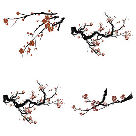 水墨红梅腊梅梅花花卉背景