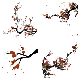 水墨红梅腊梅梅花花卉背景