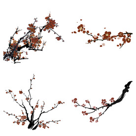 水墨红梅腊梅梅花花卉背景