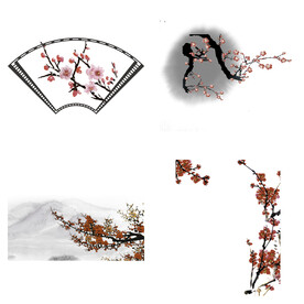 水墨红梅腊梅梅花花卉背景