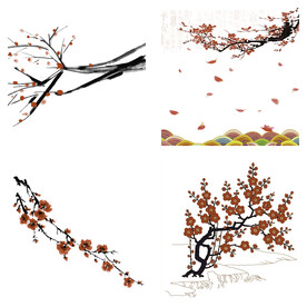 水墨红梅腊梅梅花花卉背景