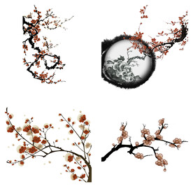 水墨红梅腊梅梅花花卉背景