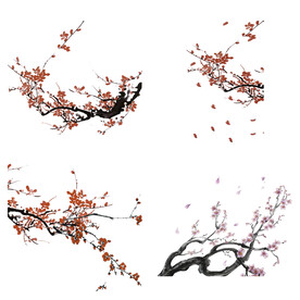 水墨红梅腊梅梅花花卉背景