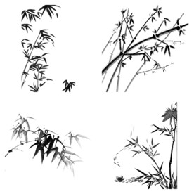 黑色水墨山水水墨竹子竹叶