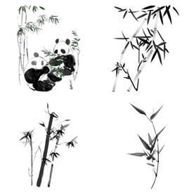 黑色水墨山水水墨竹子竹叶