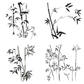 黑色水墨山水水墨竹子竹叶