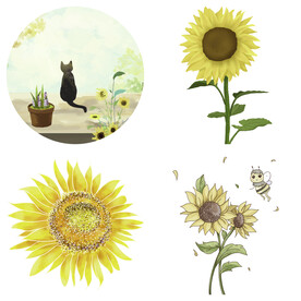 可爱卡通手绘向日葵太阳花