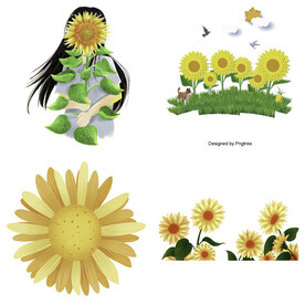 可爱卡通手绘向日葵太阳花