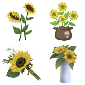 可爱卡通手绘向日葵太阳花