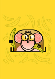 猴子香蕉插画