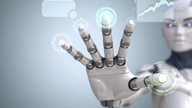 白色机器人AI触屏科技智能背景