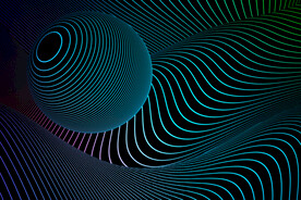 蓝色延伸发光几何线条抽象背景