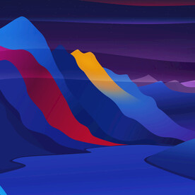 蓝色高山河流插画风格背景