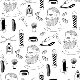 理发店卡通平铺背景