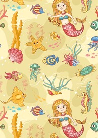 美人鱼海底卡通黄色系