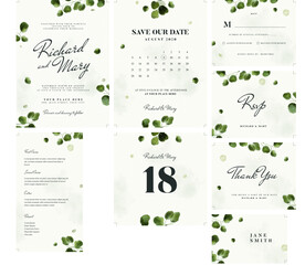 水彩叶子结婚邀请函