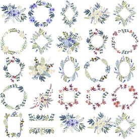 水彩紫色花卉边框 