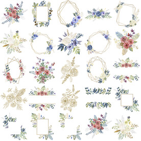 高清水彩花卉边框