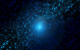 蓝色发光光线抽象科技线条背