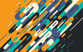 黄底彩色弧形抽象科技线条背景