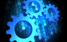 蓝色机械齿轮AI科技背景