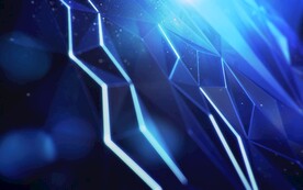 蓝色发光光线抽象科技线条背景