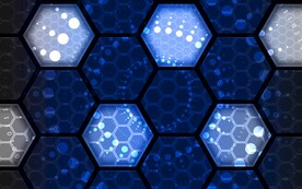 蓝色3d规则六边形发光科技纹理