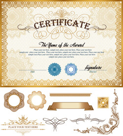 金色欧式复古证书边框底纹模板