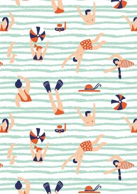 游泳卡通矢量图插画