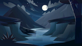 峡谷自然景观插画图片