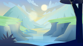 峡谷自然景观插画图片