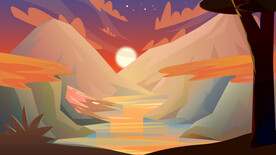 峡谷自然景观插画图片