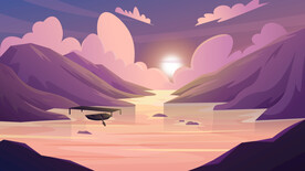 大山大河峡谷插画图片