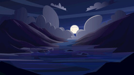 大山大河峡谷插画图片