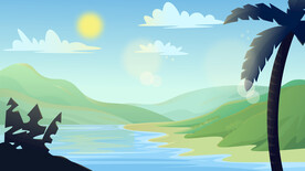 热带峡谷插画图片