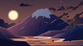 富士山插画图片