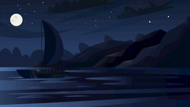 海上船只插画图片