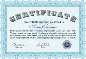 浅蓝色欧式复古证书边框底纹模板