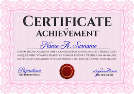 粉色欧式复古证书边框底纹模板