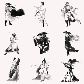 简约国潮水墨风武侠小说历史人物