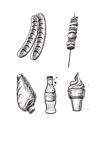 烧烤小吃素材矢量图