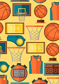 篮球球衣篮球框卡通插画