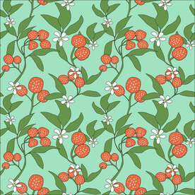 草莓 印花 绿色