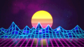 蓝色光线高山插画风格背景