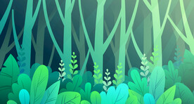 绿色树林花草插画底纹背景