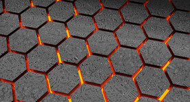 金色3d规则六边形平铺科技纹理