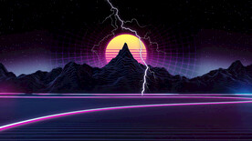 夜晚光线高山插画风格背景