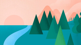 绿色山水树插画背景