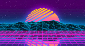 玫红光线高山插画风格背景